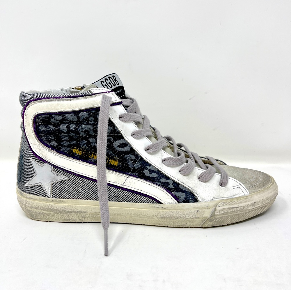 Golden Goose High Top SLIDE Women Sneakers Denim Leo LTD Edition US 8 EU 38